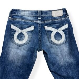 Big Star Jenae Jeans Medium Acid Wash Blue Stretch Denim Straight Leg Womens 26R